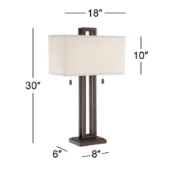 Possini Euro Design Gossard Modern Industrial Table Lamp 30" Tall Bronze With USB Charging Port White Rectangular Shade For Bedroom Living Room Office 15 Possini Euro Design Gossard Modern Industrial Table Lamp 30" Tall Bronze With USB Charging Port White Rectangular Shade For Bedroom Living Room Office -Possini Euro Design Sales Store GUEST eb87346d 0b87 415b b685 77e43ce881ff