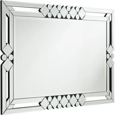 Possini Euro Design Clafia Rectangular Vanity Wall Mirror Modern Beveled Edge Clear Diamond Mirrored Frame 26" Wide For Bathroom Bedroom Living Room 5 Possini Euro Design Clafia Rectangular Vanity Wall Mirror Modern Beveled Edge Clear Diamond Mirrored Frame 26" Wide For Bathroom Bedroom Living Room - Image 5