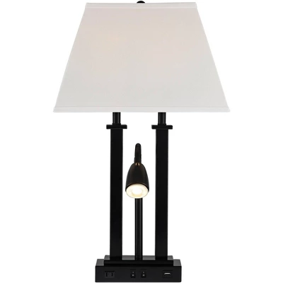 Possini Euro Design Deacon Modern Desk Table Lamp 26" High Black With USB And AC Power Outlet In Base LED Reading Light Oatmeal Shade For Office Desk 7 Possini Euro Design Deacon Modern Desk Table Lamp 26" High Black With USB And AC Power Outlet In Base LED Reading Light Oatmeal Shade For Office Desk - Image 7