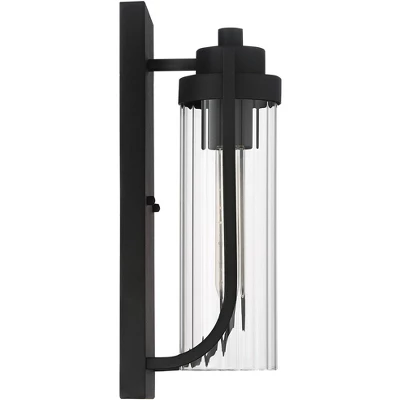 Possini Euro Design Bogata Modern Outdoor Wall Light Fixture Textured Black 15 1/2" Clear Ribbed Glass For Post Exterior Barn Deck House Porch Yard 5 Possini Euro Design Bogata Modern Outdoor Wall Light Fixture Textured Black 15 1/2" Clear Ribbed Glass For Post Exterior Barn Deck House Porch Yard - Image 5
