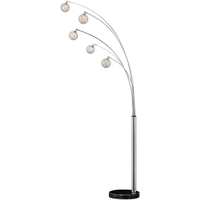 Possini Euro Design Allegra Mid Century Modern Arc Floor Lamp 88" Tall Chrome 5 Light Crystal Ball Shades For Living Room Reading Bedroom Office House 5 Possini Euro Design Allegra Mid Century Modern Arc Floor Lamp 88" Tall Chrome 5 Light Crystal Ball Shades For Living Room Reading Bedroom Office House - Image 5