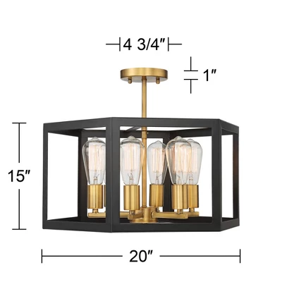 Possini Euro Design Beni Industrial Modern Farmhouse Ceiling Light Semi Flush Mount Fixture 20" Wide Antique Bronze Gold 6-Light For Bedroom Kitchen 8 Possini Euro Design Beni Industrial Modern Farmhouse Ceiling Light Semi Flush Mount Fixture 20" Wide Antique Bronze Gold 6-Light For Bedroom Kitchen - Image 8