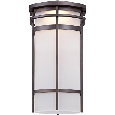 Possini Euro Design Theola Modern Outdoor Wall Light Fixture Bronze LED 16 1/4" Etched Glass Shade For Post Exterior Barn Deck House Porch Yard Patio 3 Possini Euro Design Theola Modern Outdoor Wall Light Fixture Bronze LED 16 1/4" Etched Glass Shade For Post Exterior Barn Deck House Porch Yard Patio - Image 3