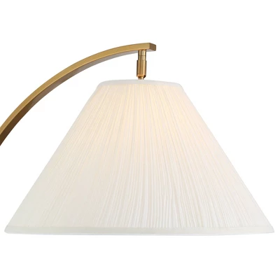 Possini Euro Design Modern Art Deco Arc Floor Lamp 64 1/2" Tall Warm Gold Metal Pleated Fabric Cone Shade For Living Room Reading Family Bedroom House 2 Possini Euro Design Modern Art Deco Arc Floor Lamp 64 1/2" Tall Warm Gold Metal Pleated Fabric Cone Shade For Living Room Reading Family Bedroom House - Image 2