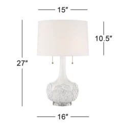 Possini Euro Design Natalia Modern Country Cottage Table Lamp 27" Tall White Ceramic Glaze Textured Floral Drum Shade For Bedroom Living Room Bedside 12 Possini Euro Design Natalia Modern Country Cottage Table Lamp 27" Tall White Ceramic Glaze Textured Floral Drum Shade For Bedroom Living Room Bedside -Possini Euro Design Sales Store GUEST f74b0968 2381 4959 a6e1 dd2c98dfa83a