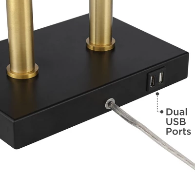 Possini Euro Design Keegan Modern Desk Lamp 24" High Warm Brass With Dual USB Charging Ports LED Adjustable Black Shade For Bedroom Living Room Desk 4 Possini Euro Design Keegan Modern Desk Lamp 24" High Warm Brass With Dual USB Charging Ports LED Adjustable Black Shade For Bedroom Living Room Desk - Image 4