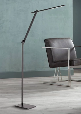 Possini Euro Design Barrett Modern Floor Lamp 53" Tall Anodized Black Metal LED Adjustable Touch On Off For Living Room Reading Bedroom Office House 1 Possini Euro Design Barrett Modern Floor Lamp 53" Tall Anodized Black Metal LED Adjustable Touch On Off For Living Room Reading Bedroom Office House