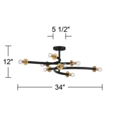 Possini Euro Design Alturus Modern Ceiling Light Semi Flush Mount Fixture 34" Wide Gloss Black Warm Brass 8-Light For Bedroom Living Room Hallway Home 14 Possini Euro Design Alturus Modern Ceiling Light Semi Flush Mount Fixture 34" Wide Gloss Black Warm Brass 8-Light For Bedroom Living Room Hallway Home -Possini Euro Design Sales Store GUEST f909c07d b22a 4613 8b5b 9514fe3b4f0a