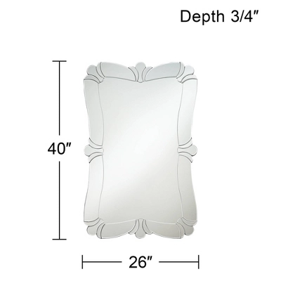 Possini Euro Design Fabrina Rectangular Vanity Decorative Wall Mirror Modern Beveled Edge Flower Glass Mirrored Frame 26" Wide For Bathroom Bedroom 8 Possini Euro Design Fabrina Rectangular Vanity Decorative Wall Mirror Modern Beveled Edge Flower Glass Mirrored Frame 26" Wide For Bathroom Bedroom - Image 8