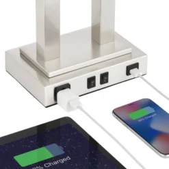 Possini Euro Design Amity Modern Table Lamp 26" High Brushed Nickel With USB And AC Power Outlet In Base White Linen Shade For Bedroom Bedside Desk 9 Possini Euro Design Amity Modern Table Lamp 26" High Brushed Nickel With USB And AC Power Outlet In Base White Linen Shade For Bedroom Bedside Desk -Possini Euro Design Sales Store GUEST faab9f00 a01b 4be2 963c a37ffcd0f7f1