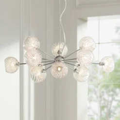 Possini Euro Design Wired Chrome Chandelier Lighting 32" Wide Modern Sputnik Art Glass 12-Light Fixture For Dining Room House Foyer Kitchen Island -Possini Euro Design Sales Store GUEST fb1b05bc 403f 42be b459 41c11b7c7be7