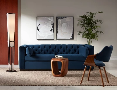 Possini Euro Design Flute Modern Torchiere Floor Lamp 64" Tall Satin Black Brushed Nickel White Linen Shade For Living Room Bedroom Office House Home 8 Possini Euro Design Flute Modern Torchiere Floor Lamp 64" Tall Satin Black Brushed Nickel White Linen Shade For Living Room Bedroom Office House Home - Image 8