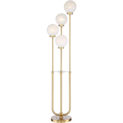 Possini Euro Design Mid Century Modern Glam Style Floor Lamp 4-Light LED 68.5" Tall Warm Gold Glass Globe Shade For Living Room House Uplight 7 Possini Euro Design Mid Century Modern Glam Style Floor Lamp 4-Light LED 68.5" Tall Warm Gold Glass Globe Shade For Living Room House Uplight - Image 7