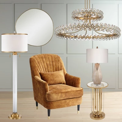 Possini Euro Design Rorschach Uneven Round Vanity Wall Mirror Modern Champagne Frame 30" Wide For Bathroom Bedroom Living Room Office Entryway House 6 Possini Euro Design Rorschach Uneven Round Vanity Wall Mirror Modern Champagne Frame 30" Wide For Bathroom Bedroom Living Room Office Entryway House - Image 6